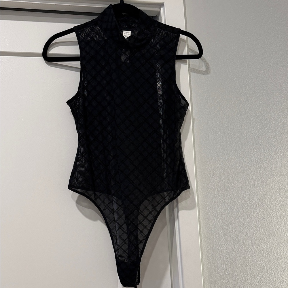 ALO Yoga Black Mesh Bodysuit